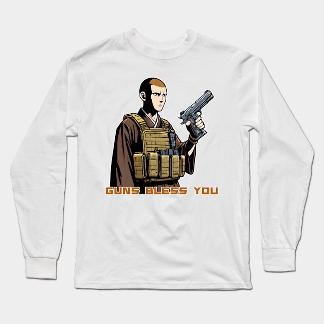 Gun Bless You Long Sleeve T-Shirt by Rawlifegraphic